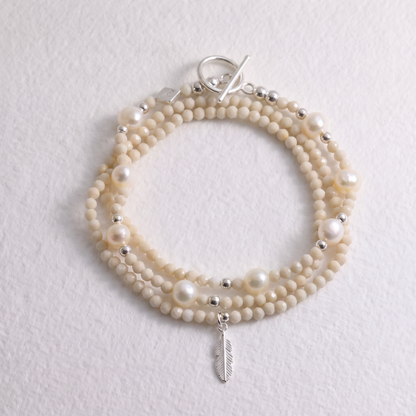 FEATHER - bamboo coral multi way necklace