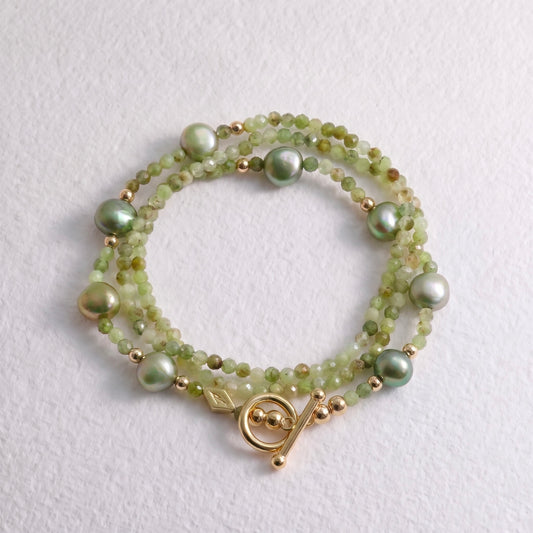SAGE- Autumn Almanac - grossular green garnet & gold multi way necklace