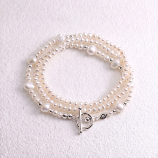 SILVER PRINCESS - freshwater pearl multi way necklace