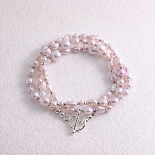 CARIBBEAN - pink freshwater pearl multi way necklace