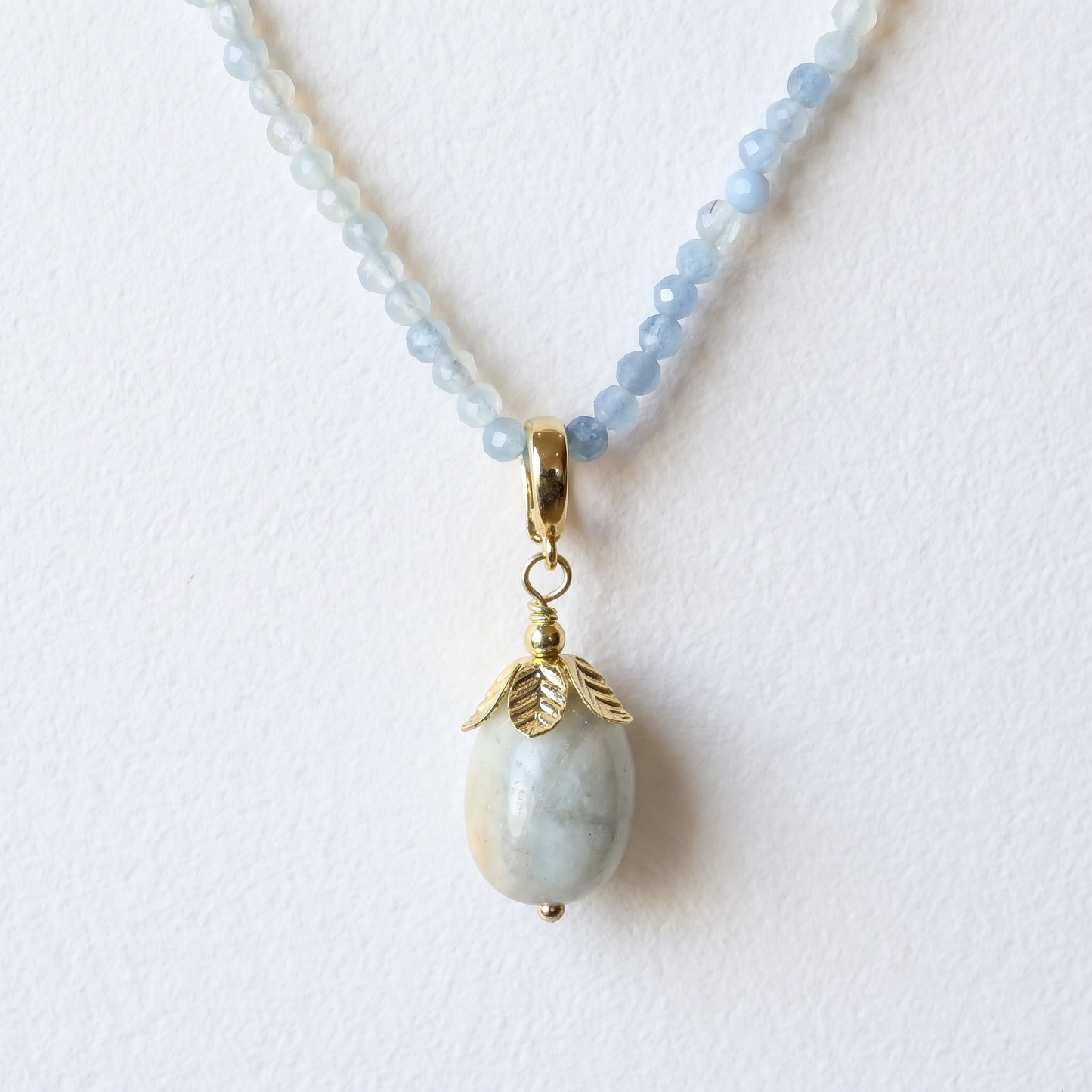 AQUA DROP - aquamarine clip on pendant