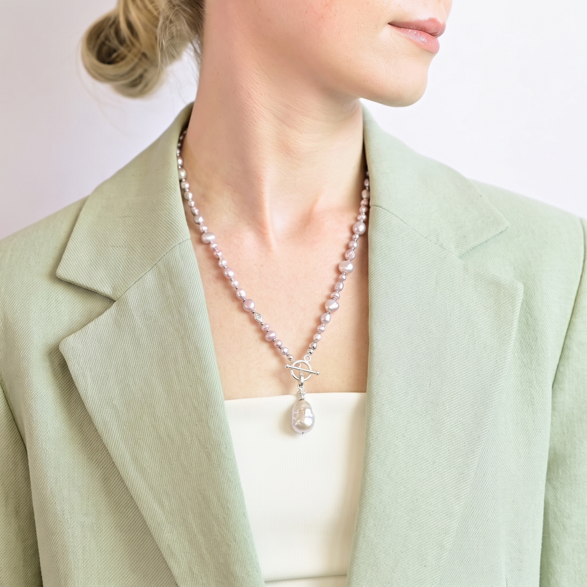 CARIBBEAN - pink freshwater pearl multi way necklace