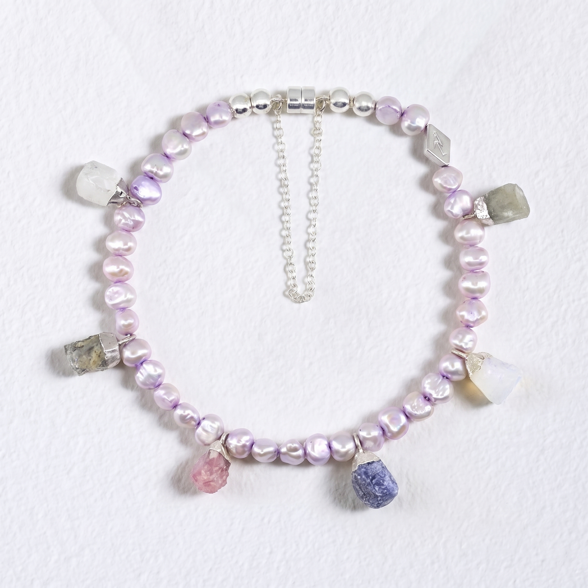LILAC ROCK pearl and charm bracelet
