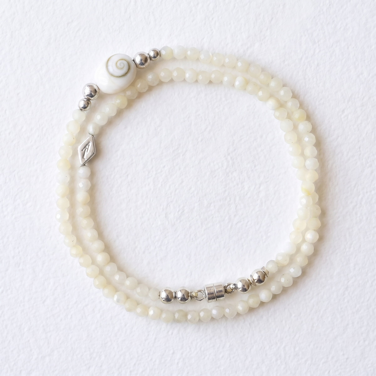 MOTHER OF PEARL semi precious beaded bracelet/necklace