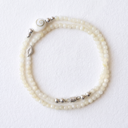 MOTHER OF PEARL semi precious beaded bracelet/necklace