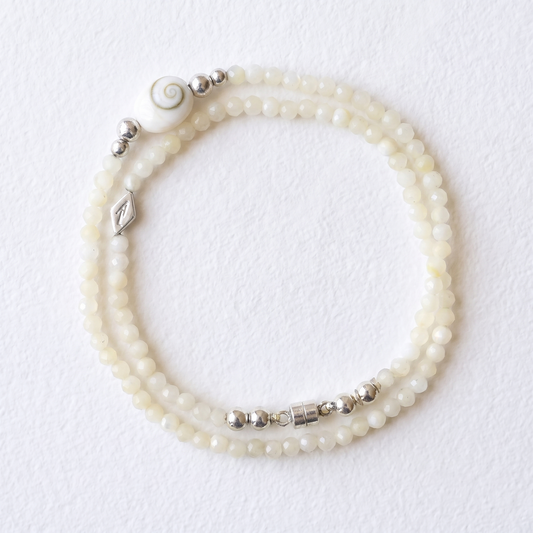 MOTHER OF PEARL semi precious beaded bracelet/necklace