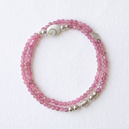PINK TOURMALINE semi precious beaded bracelet/necklace