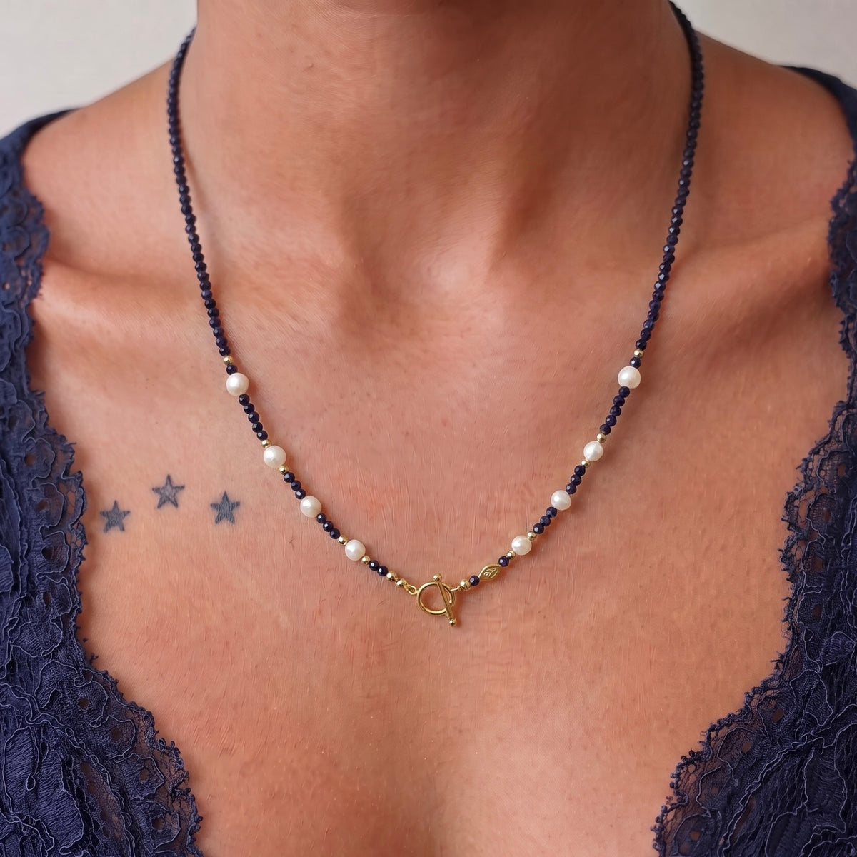 SHELL - blue sunstone multi way necklace