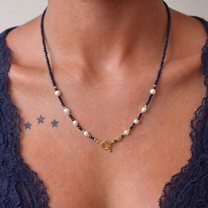SHELL - blue sunstone multi way necklace