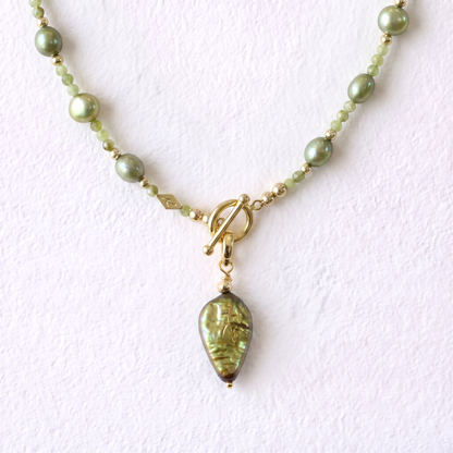 DROPLET - flat droplet shaped freshwater pearl & gold clip on pendant