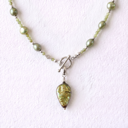 DROPLET - flat droplet shaped freshwater pearl & sterling silver clip on pendant