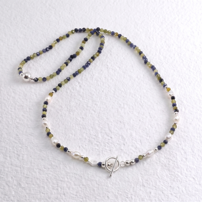 MEADOW - green garnet and sapphire multi way necklace