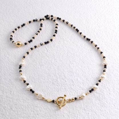 TURK - black spinel and bamboo coral multi way necklace