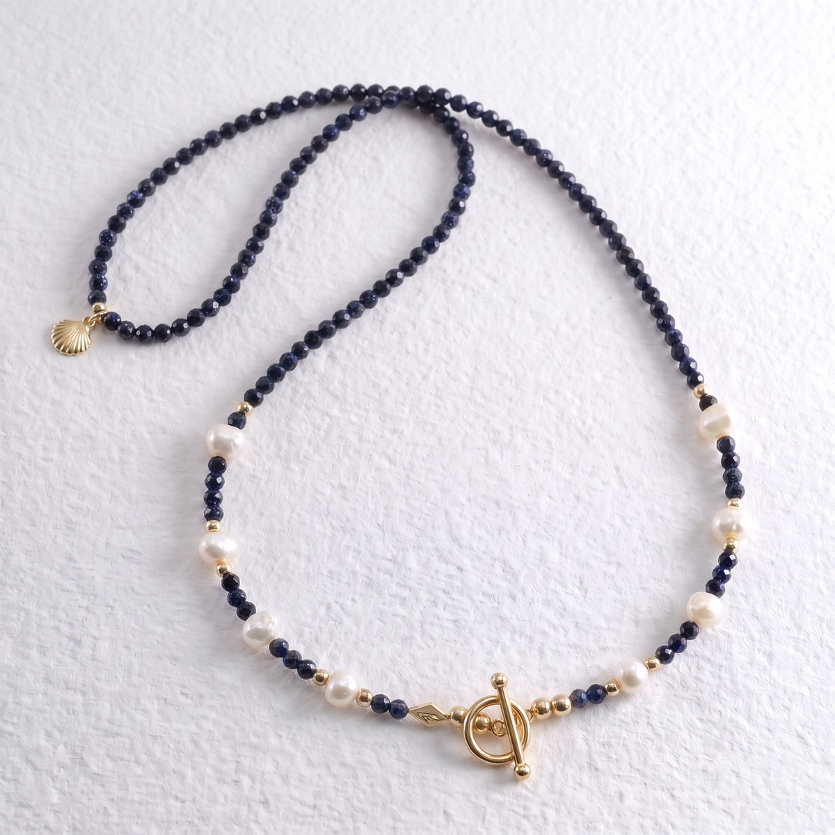 SHELL - blue sunstone multi way necklace