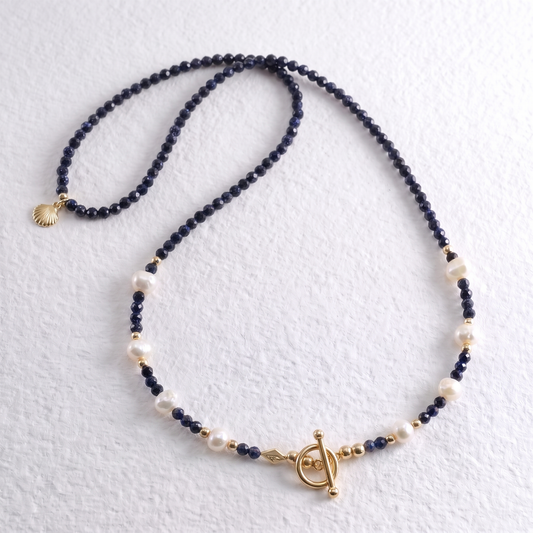 SHELL - blue sunstone multi way necklace