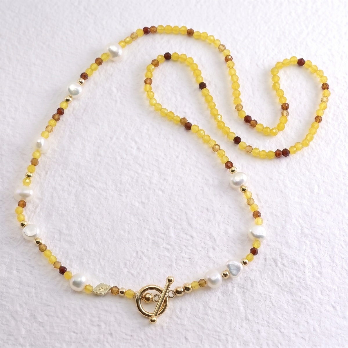 UMBRIAN - chalcedony and hessonite garnet multi way necklace