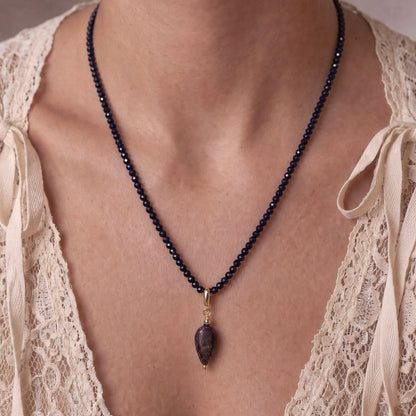 MIDNIGHT - Autumn Almanac - sapphire & gold multi way necklace