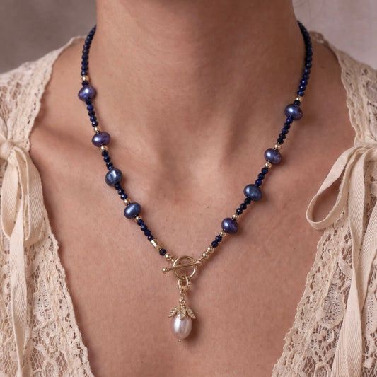 MIDNIGHT - Autumn Almanac - sapphire & gold multi way necklace