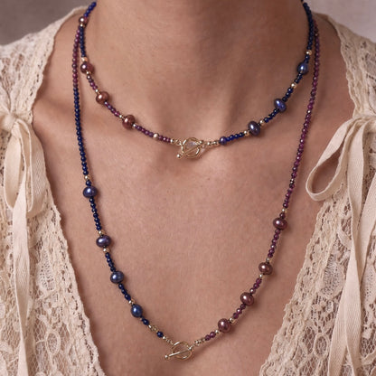 MIDNIGHT - Autumn Almanac - sapphire & gold multi way necklace