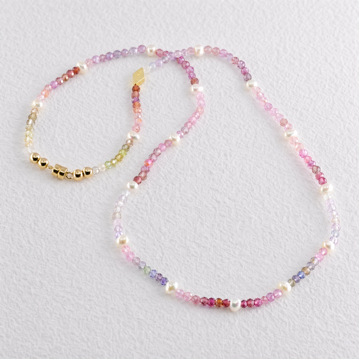 PEARL & SPINEL semi precious ombre bead necklace with magnetic clasp