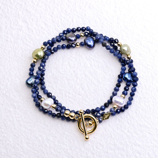 BLUEBERRY - Autumn Almanac - sapphire & gold multi way necklace