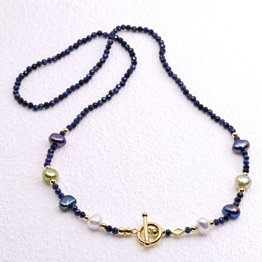 BLUEBERRY - Autumn Almanac - sapphire & gold multi way necklace