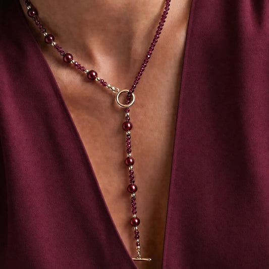 MARASCHINO - Autumn Almanac - garnet multi way necklace