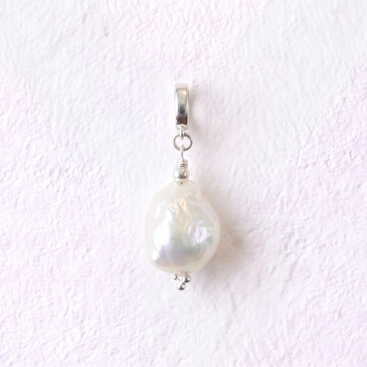 NUGGET - large rough round freshwater pearl & sterling silver clip on pendant