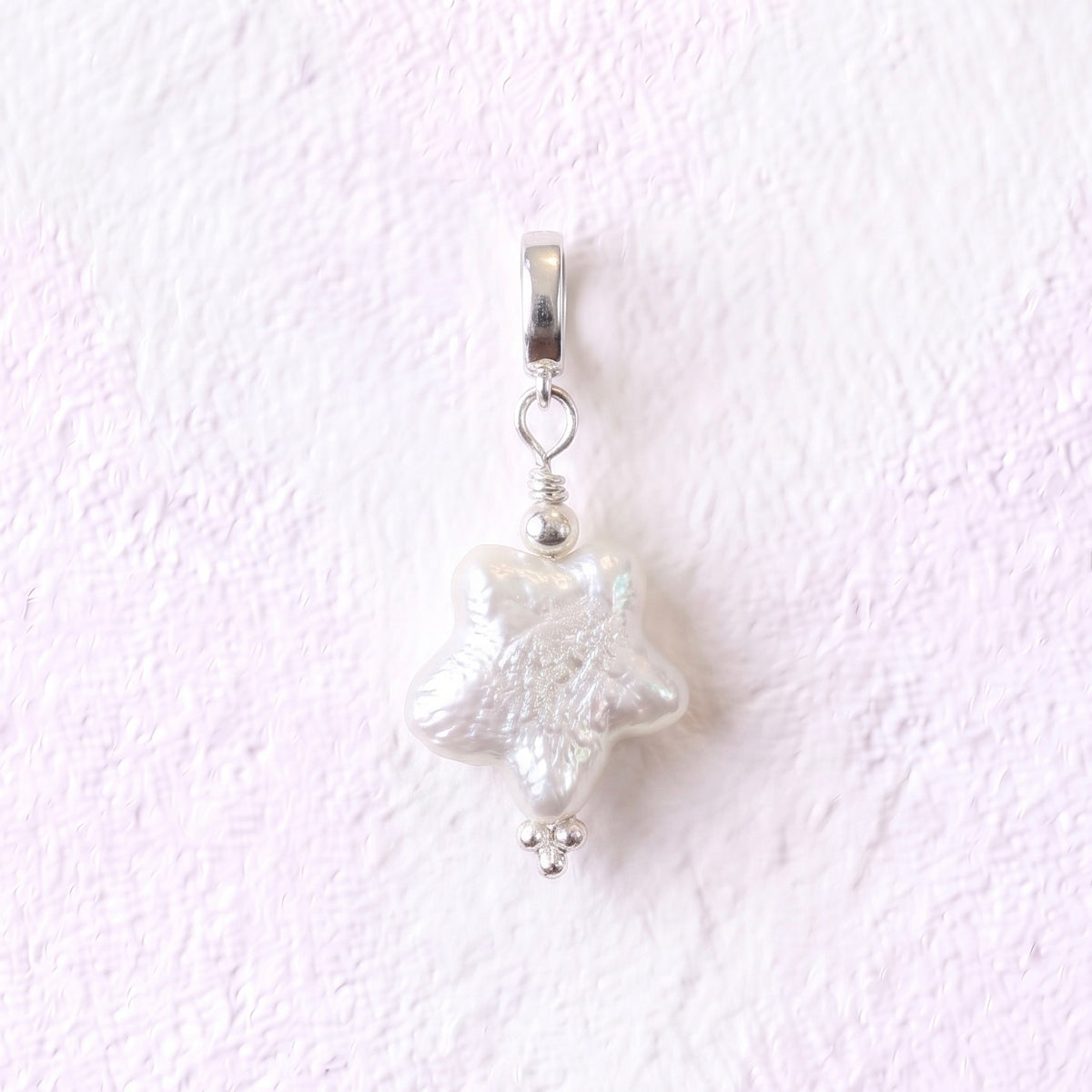 STAR - star shaped freshwater pearl & sterling silver clip on pendant