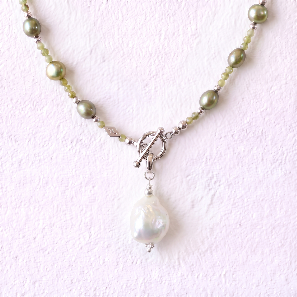 NUGGET - large rough round freshwater pearl & sterling silver clip on pendant