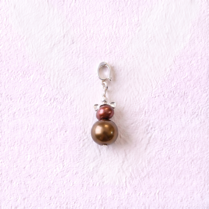 KITCAT - silver cat ears, freshwater pearl & sterling silver clip on pendant