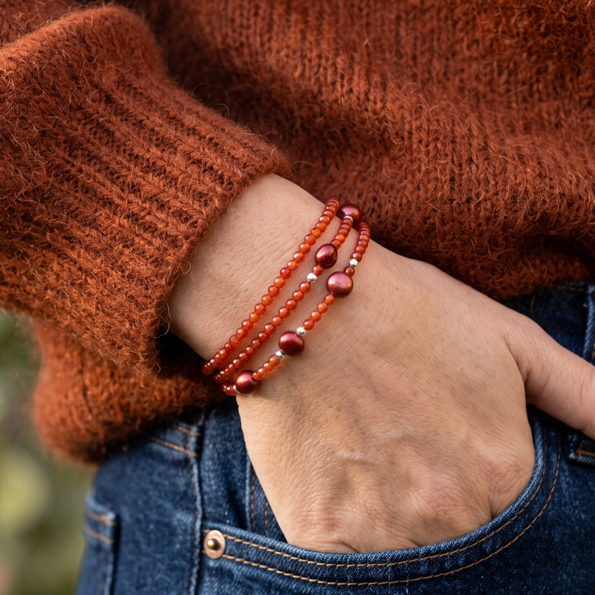 FLAME - Autumn Almanac - red pearls and carnelian Multi Way