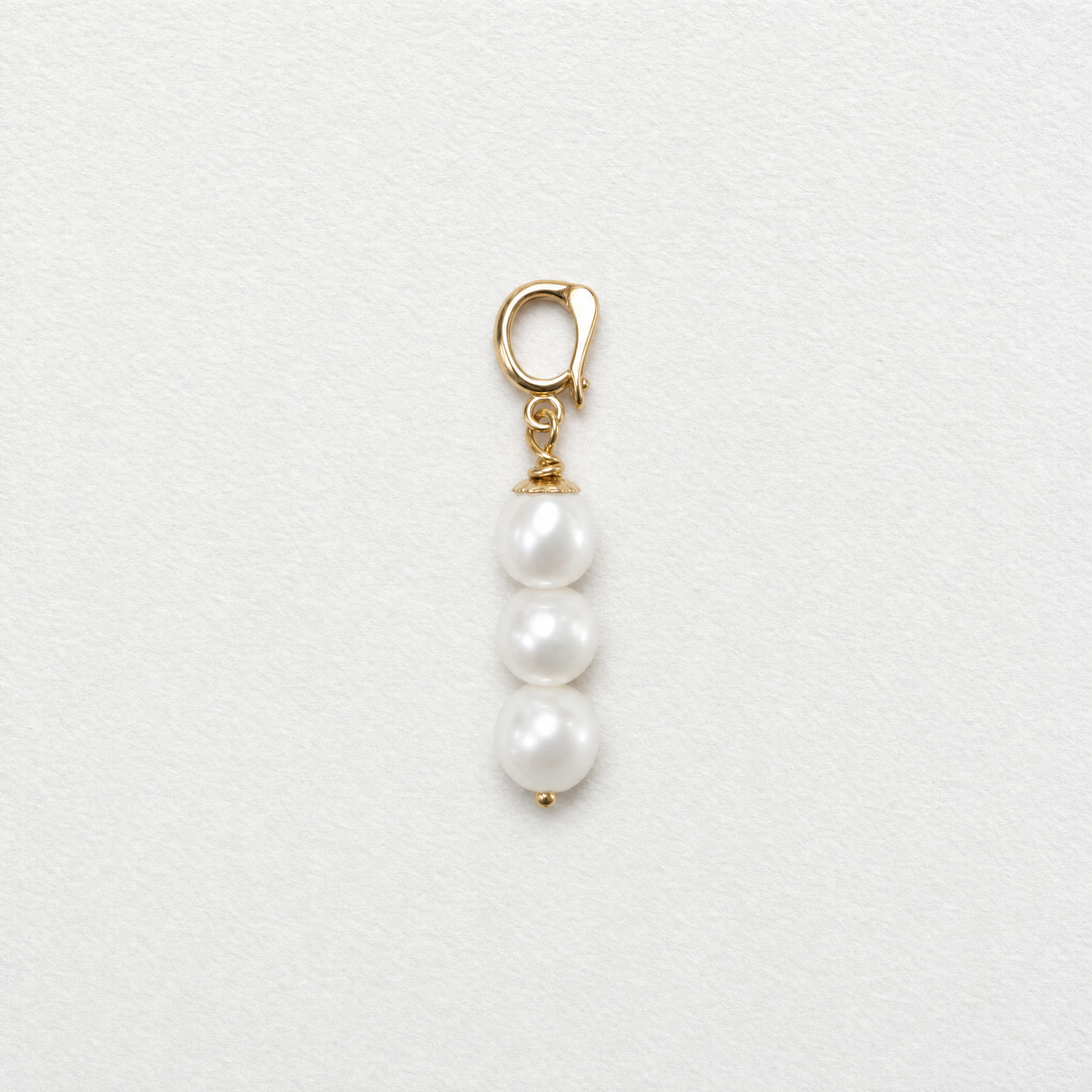 TRIO - freshwater pearl and gold clip on pendant