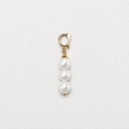 TRIO - freshwater pearl and gold clip on pendant