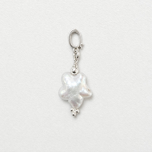 STAR - star shaped freshwater pearl & sterling silver clip on pendant