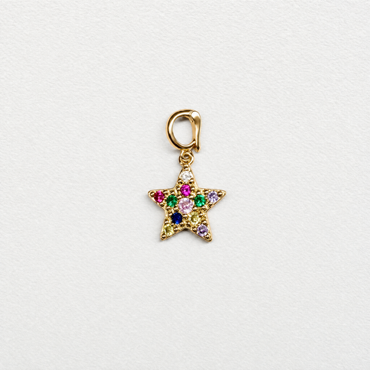 GOLD MULTI STONE STAR clip on pendant