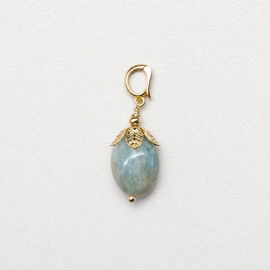 AQUA DROP - aquamarine clip on pendant