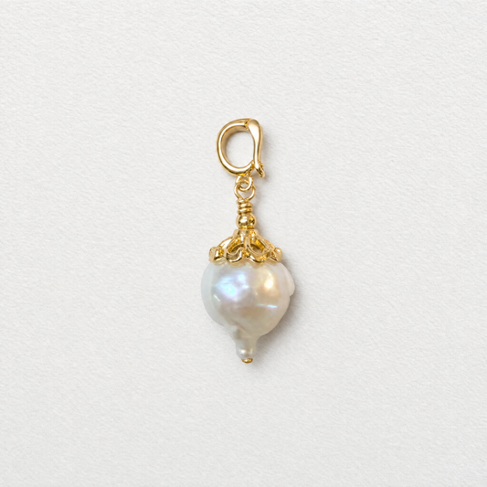 FIREBALL - fresh water fireball shaped pearl clip on pendant