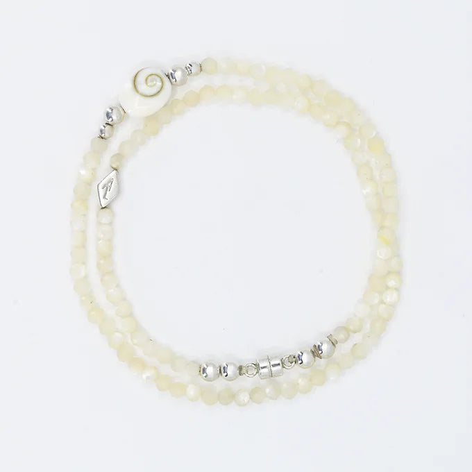 Two pearl necklaces with silver accents on a white background